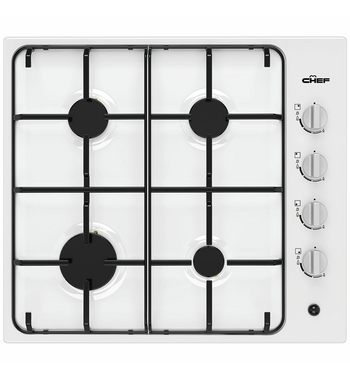 Chef 60cm Natural Gas Battery Ignition Cooktop White CHG642WC | Appliances Online