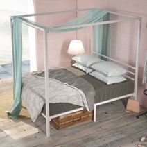 Zinus Patricia Queen Metal Canopy Bed Frame White AU-CPBFW-Q hero image