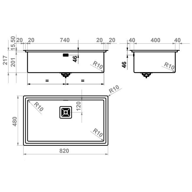 Artinox FRAME7440 Single Bowl Sink Frame Only hero image