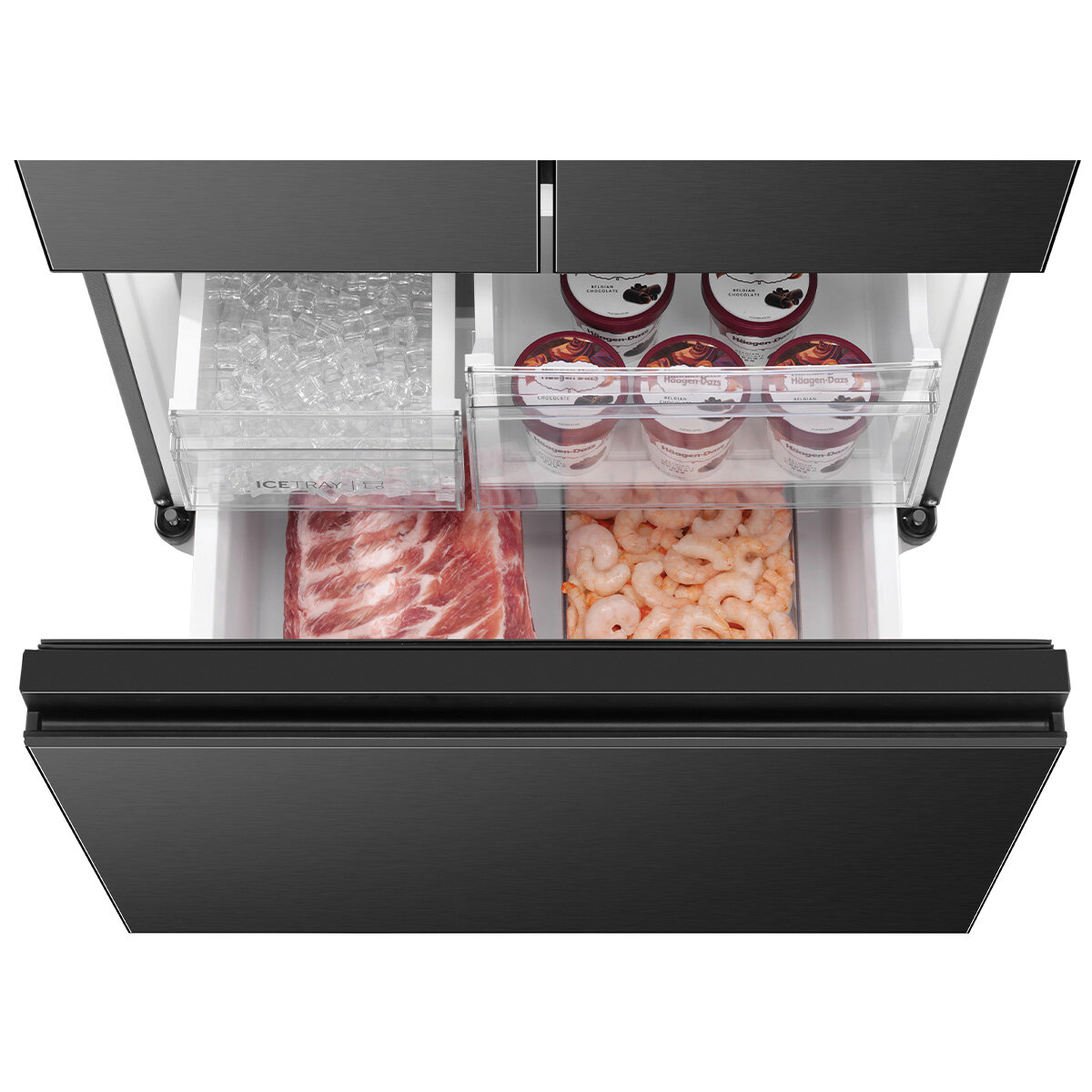 Haier 509L French Door Fridge with Non-Plumbed Water Dispenser Black HRF510FHC hero image