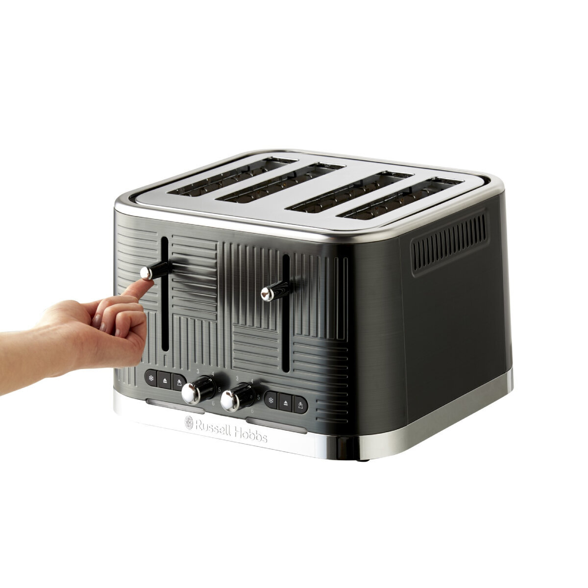 Russells Hobbs Geo Steel Slice Toaster Black Stainless Steel