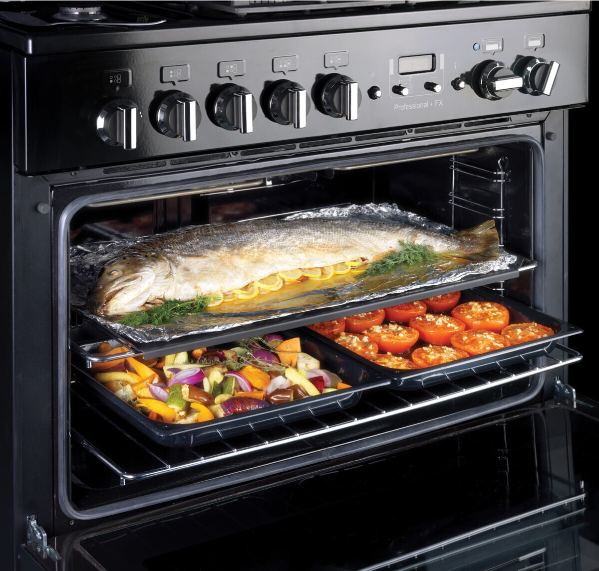 Falcon 90cm Classic FX Dual Fuel Freestanding Oven/Stove Stone Blue and Brass CLA90FXDFSB-BR hero image