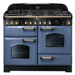 Falcon 110cm Classic Deluxe Freestanding Dual Fuel Oven/Stove Stone Blue and Brass CDL110DFSBBR hero image