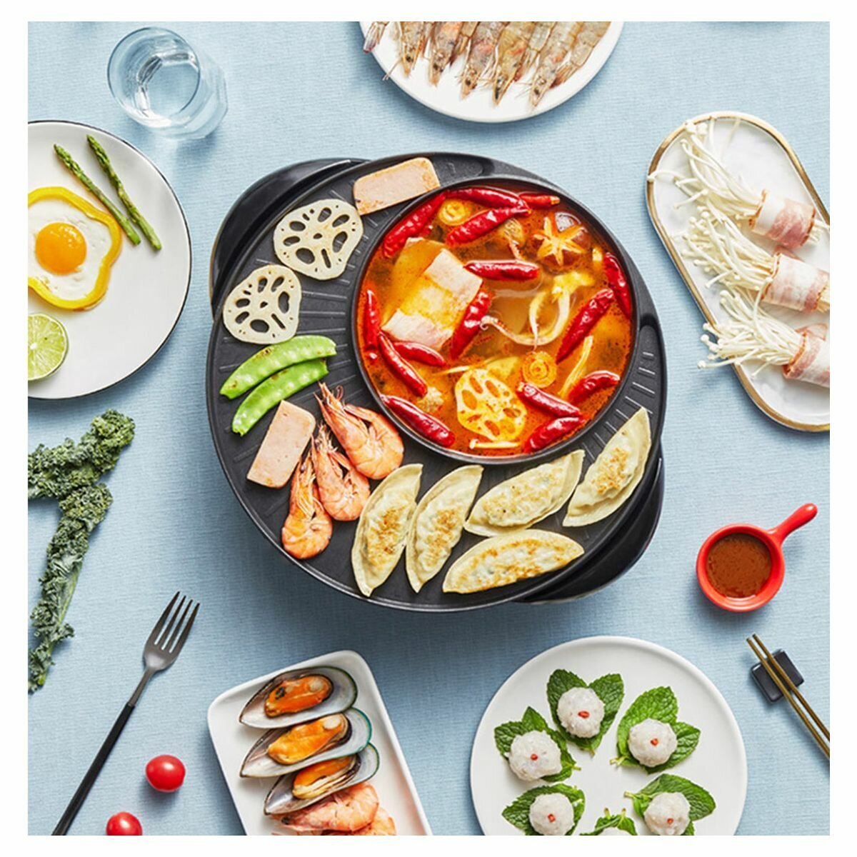 Steamboat and store grill set