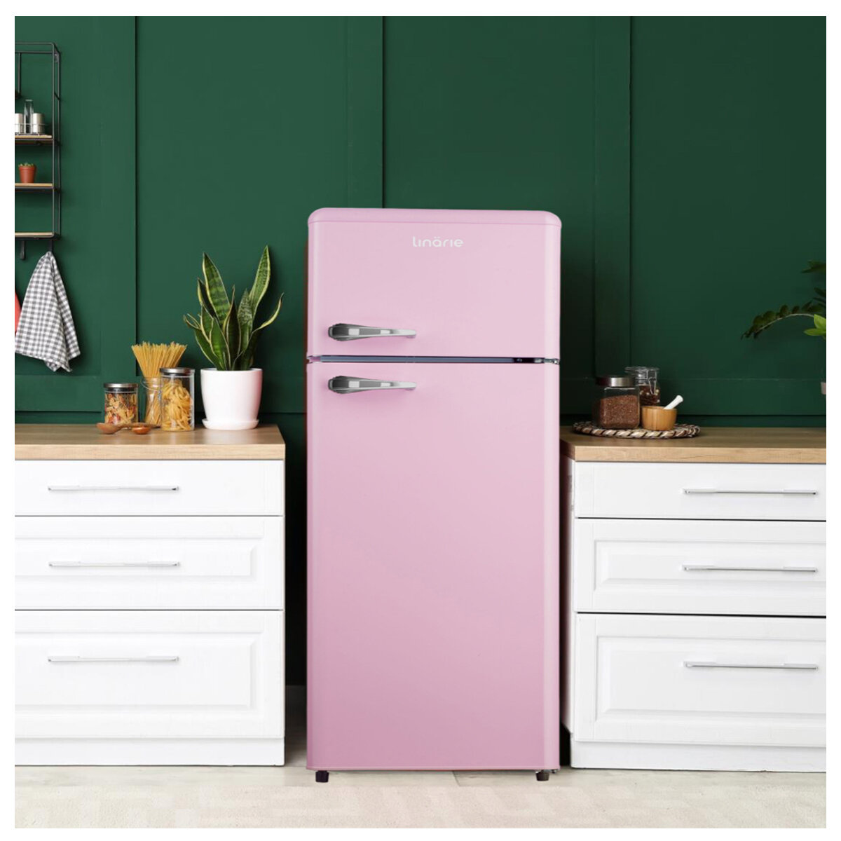 Linarie Valloire 209L Pink Retro Top Mount Fridge - Manual Defrost LK200DDPINK