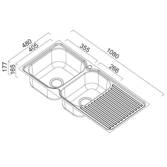 Abey EN180R Entry 1 and 3/4 Bowl Left Hand Drainer Sink hero image
