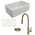 Turner Hastings Novi 75 Butler Sink Pack with Brushed Brass Ludlow Pull Out Mixer Tap and Accessories PKG019 image NaN