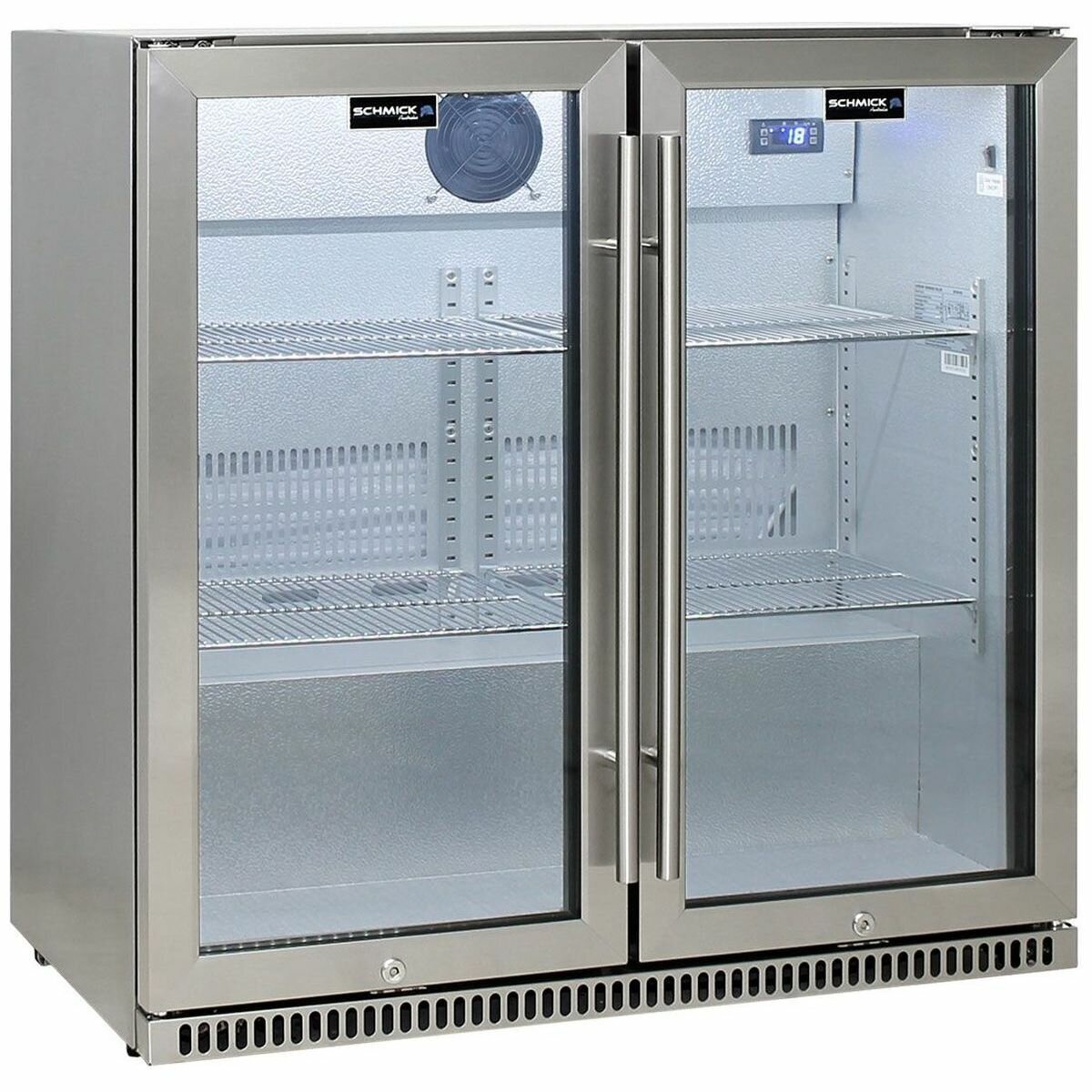 Schmick Alfresco Two Door Bar Fridge with Heated Glass SK190 SS