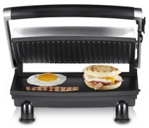 Sunbeam Compact Cafe Grill Sandwich Press & Contact Grill and Classic Banquet Fry Pan Pack GR8210FP5910 hero image