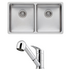 Oliveri Sonetto Double Bowl Sink and London Chrome Pull Out Tap Pack LON580FCR-PSN63TU image NaN