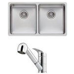 Oliveri Sonetto Double Bowl Sink and London Chrome Pull Out Tap Pack LON580FCR-PSN63TU hero image