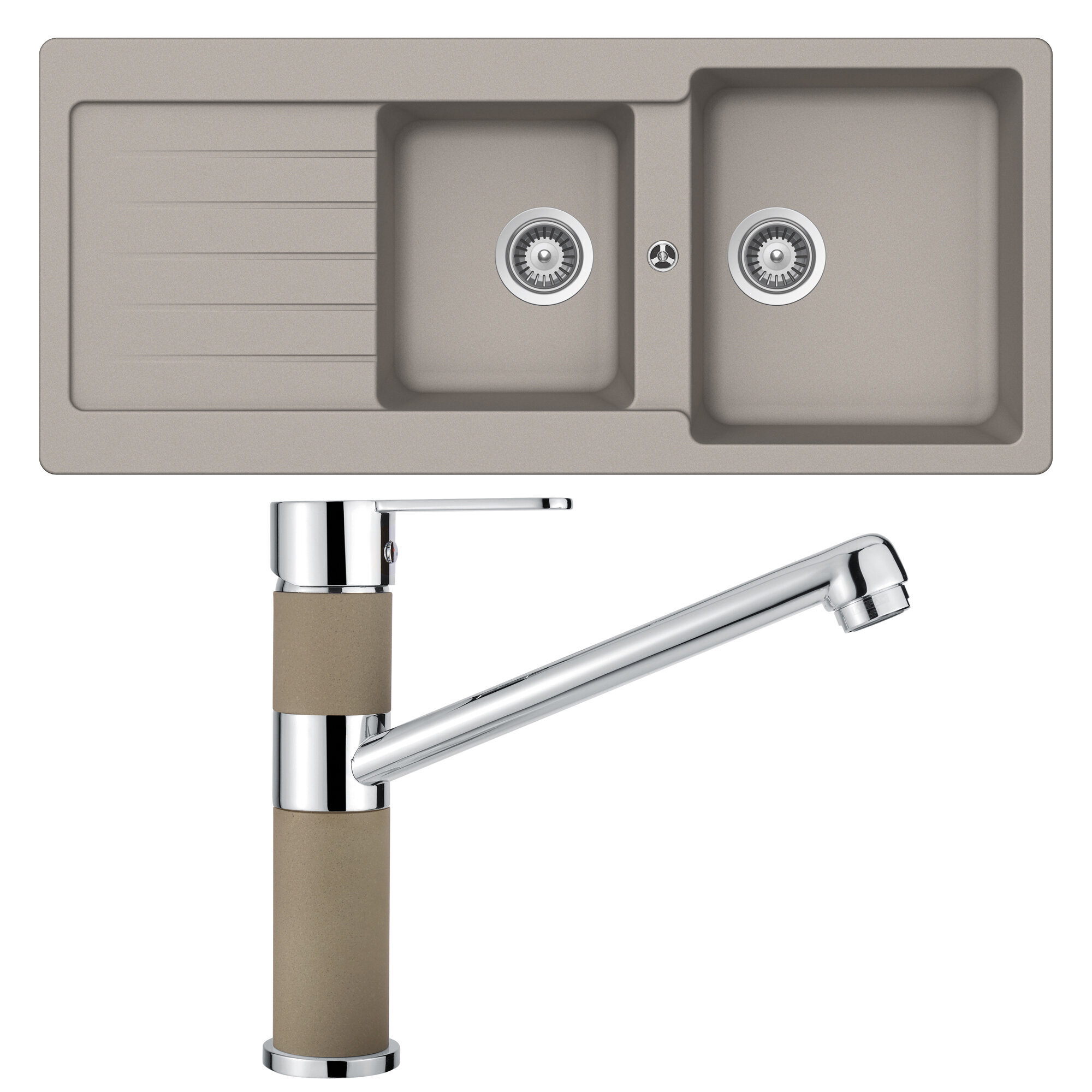Abey TD200TC Schock Typos 1 and 3/4 Bowl Left Hand Drainer Sink Pack hero image