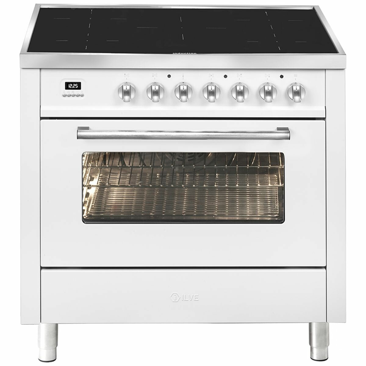 ILVE 90cm Pro Line Single Electric Oven with Induction Cooktop White LBI09WMPWH Appliances Online