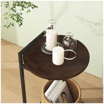 Zinus Round Metal and Wood Bedside Table Dark Brown AU-UTNST3-24B hero image