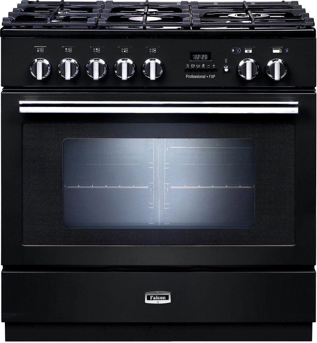 Falcon 90cm Professional FXP Freestanding Dual Fuel Pyrolytic Oven/Stove Black and Chrome PROP90FXPDFGBCH hero image