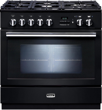 Falcon 90cm Professional FXP Freestanding Dual Fuel Pyrolytic Oven/Stove Black and Chrome PROP90FXPDFGBCH product image