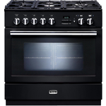 Falcon 90cm Professional FXP Freestanding Dual Fuel Pyrolytic Oven/Stove Black and Chrome PROP90FXPDFGBCH hero image