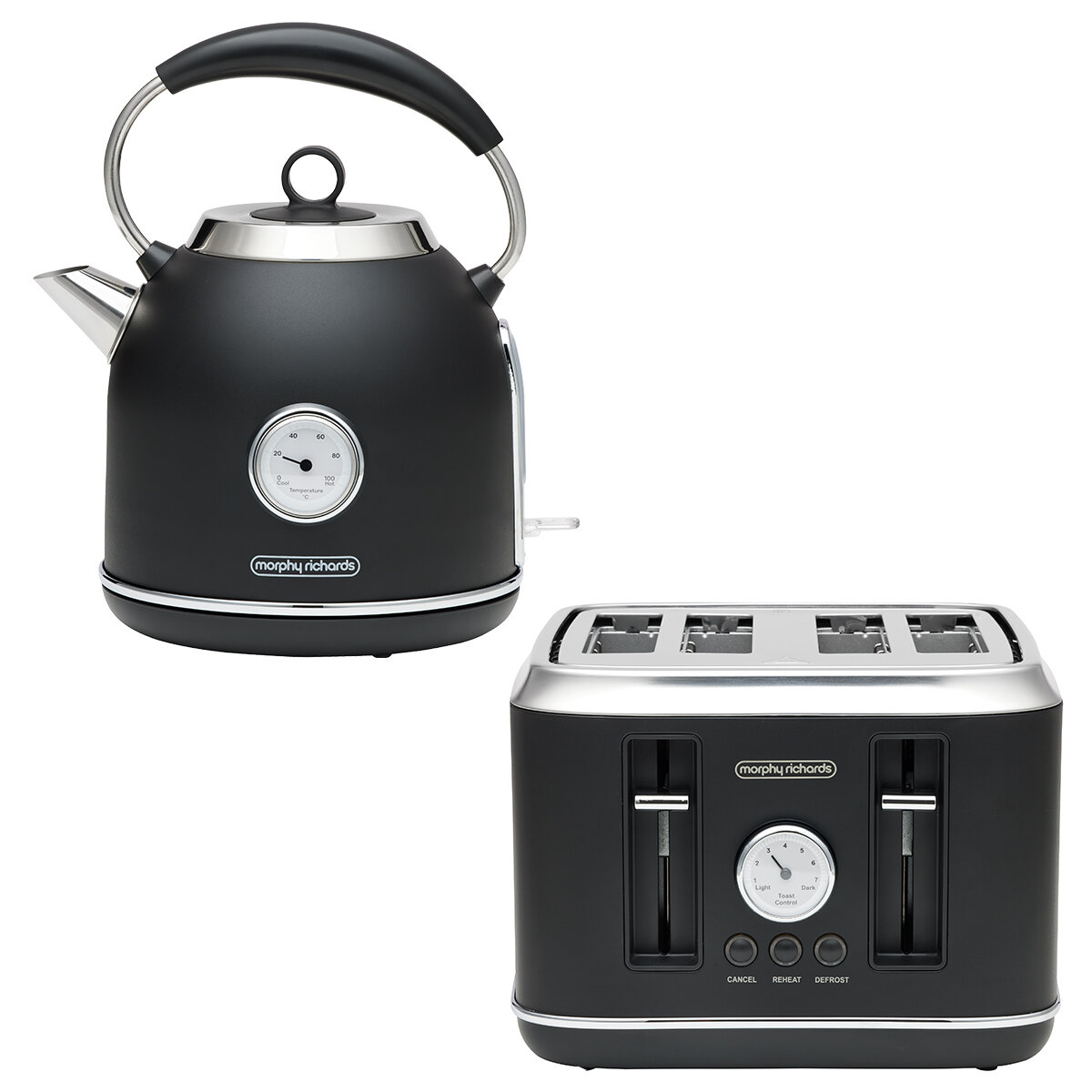 Morphy Richards Boutique Retro Design Kettle and Four Slice Toaster  MRRK17BKMRRT4BK