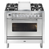 ILVE Professional Plus Series 90cm 6 Burner & Teppanyaki Freestanding Electric Oven with Milano Knobs P09FDWE3SS image NaN