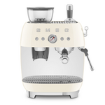 Smeg 50s Style Espresso Machine with Built-in Grinder Cream EGF03CRAU hero image