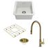 Turner Hastings Cuisine 46 Sink Pack with Brushed Brass Naples Pull Out Mixer Tap and Accessories PKG045 image NaN