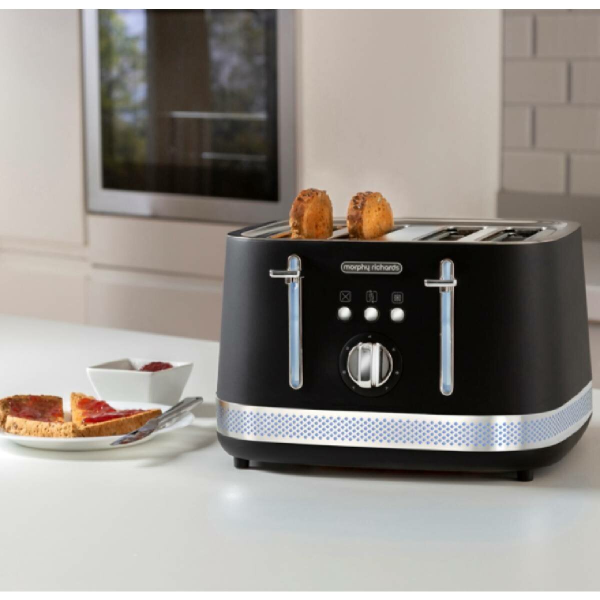 Morphy Richards Illumination Black Stainless Steel 4 Slice Toaster 248020 hero image