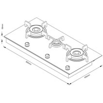 Fisher & Paykel Series 9 90cm Three Burner LPG Gas Cooktop Black Glass CG903DLPGB4 hero image