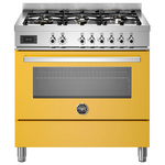 Bertazzoni 90cm Professional Yellow Dual Fuel Freestanding Oven PRO96L1EGIT hero image