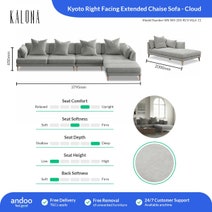 Kalona KYOTO Right Facing Extended Chaise Sofa Cloud WS-205-RCS-VILA-11 hero image