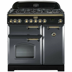 Falcon 90cm Classic Deluxe Dual Fuel Freestanding Oven Slate and Brass CDL90DFSL-BR hero image