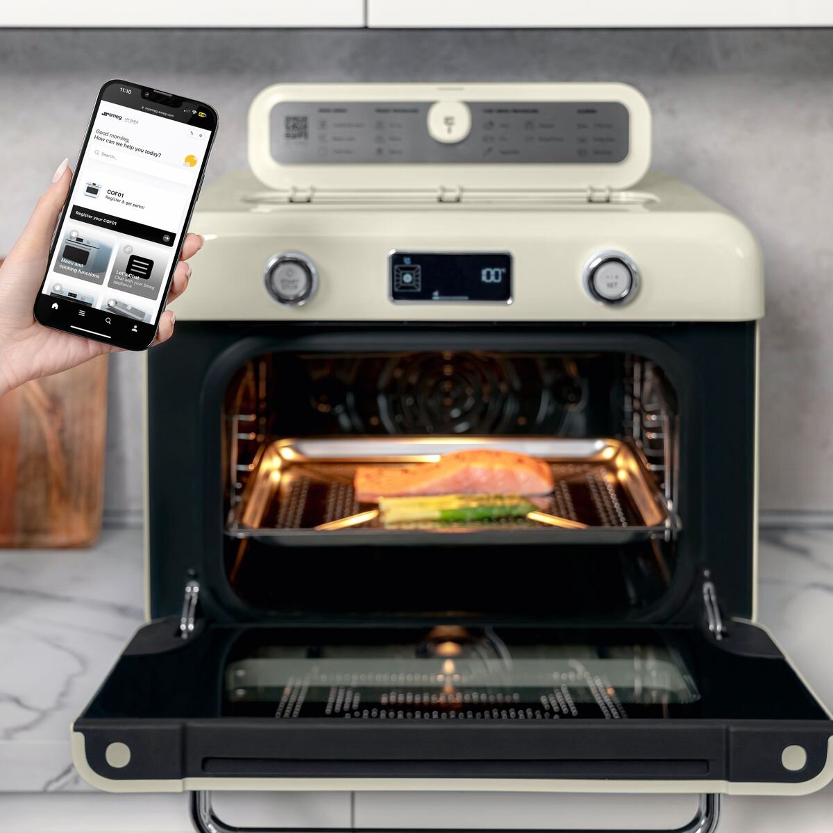 SMEG Retro Style Benchtop Combi-Steam Oven Cream COF01CRAU hero image