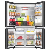 Hisense 640L PureFlex Quad Door Refrigerator with Non-Plumbed Ice and Water Dispenser Dark Stainless Steel HRCD640TBW hero image