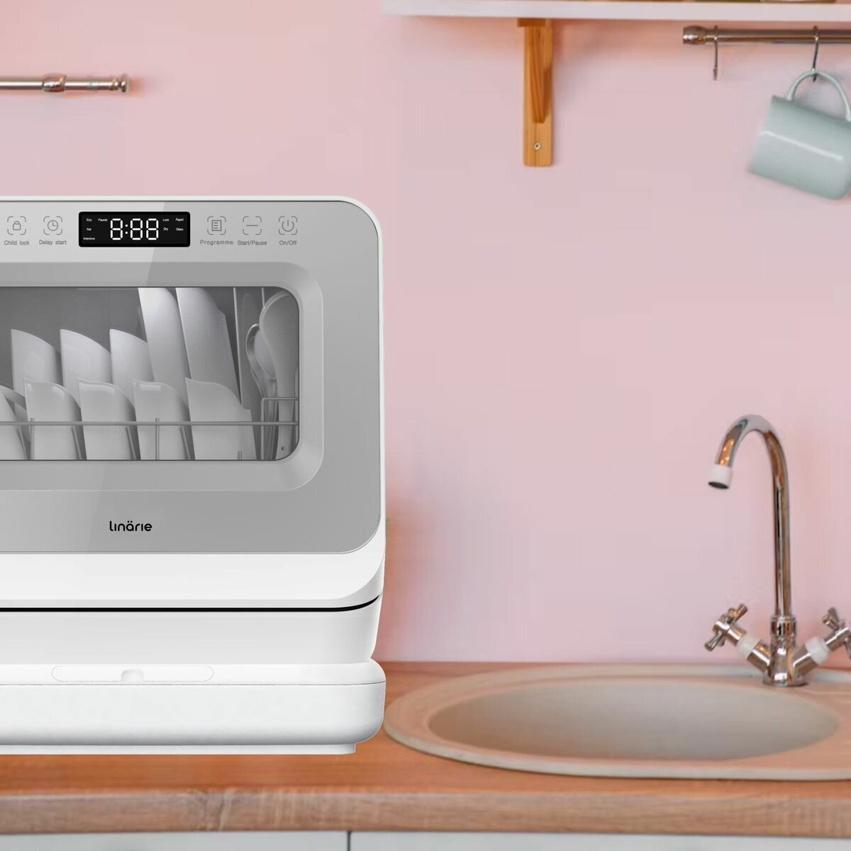 Benchtop dishwasher outlet tap connection