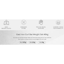 Cortex 40KG Cast Iron Curl Bar Weight Set (Standard) CSST-WPSCISET-D hero image