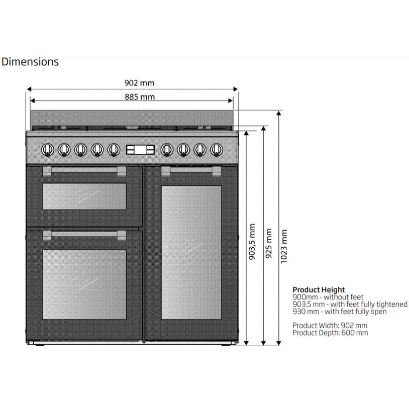 Multifunction Device Dimensions Beko 90cm Multifunction Dual Fuel Anthracite Freestanding Oven ...