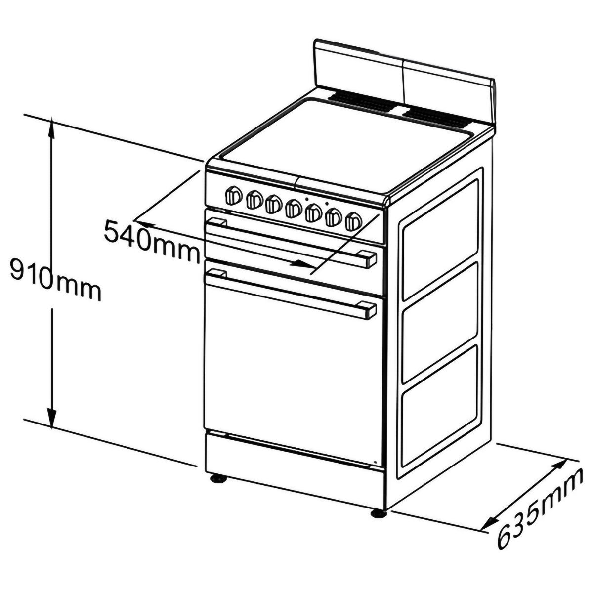 Chef 54cm Freestanding Conventional Gas Oven/Stove CFG504SBNG  hero image