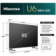 Hisense 85 Inch U6NAU 4K Mini-LED QLED Smart TV 85U6NAU hero image