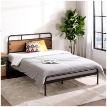 Zinus Queen Santa Fe Metal and Wood Bed Frame with Footboard AU-SFBF-BR-Q hero image