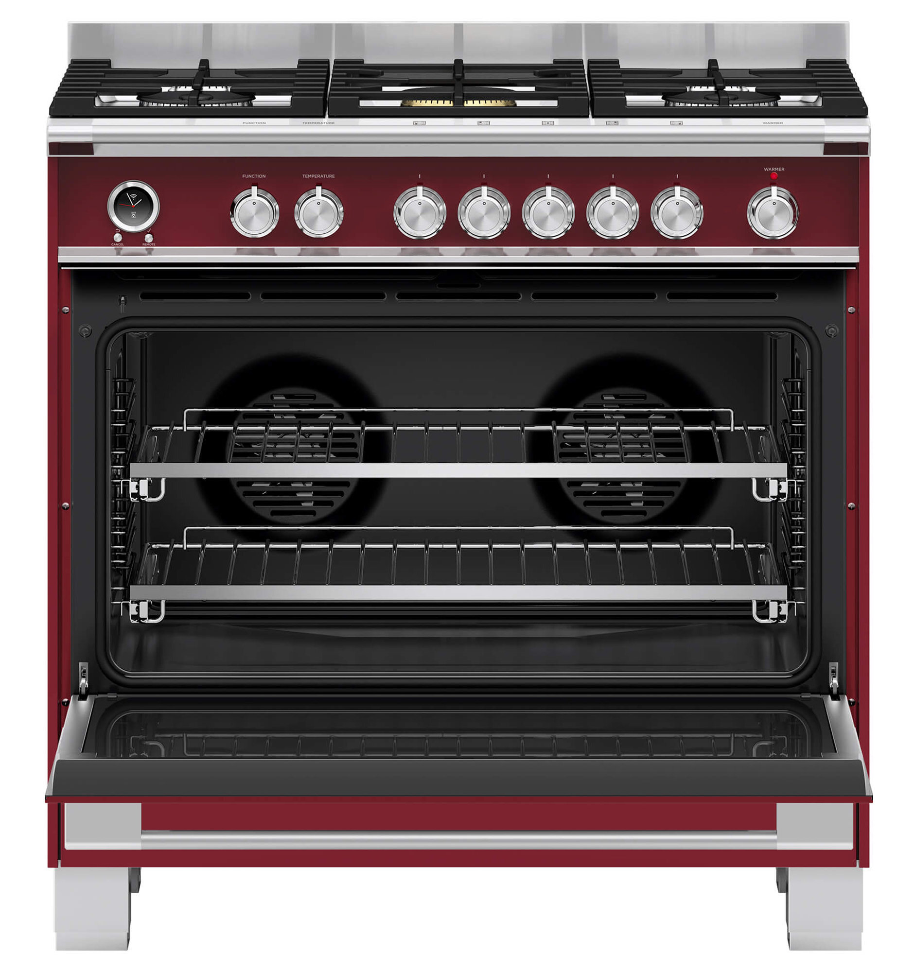 Fisher & Paykel Series 9 90cm Classic Freestanding Dual Fuel Pyrolytic Cooker Red OR90SCG6R1 hero image