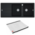 Franke Basis Double Bowl Topmount Sink with Left Hand Drainer with Rollamat - Onyx BFG621ONLHD image NaN