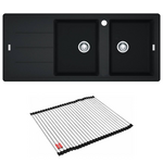 Franke Basis Double Bowl Topmount Sink with Left Hand Drainer with Rollamat - Onyx BFG621ONLHD hero image