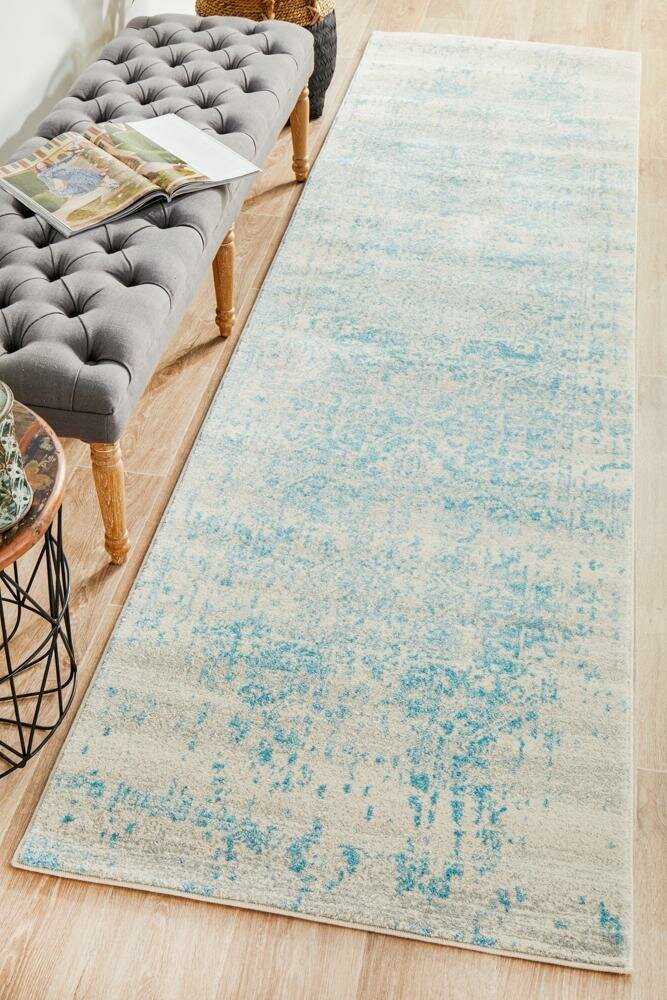 Rug Culture Evoke Large White Blue Rug 400X80CM - EVO-253-WBLU-400X80 hero image