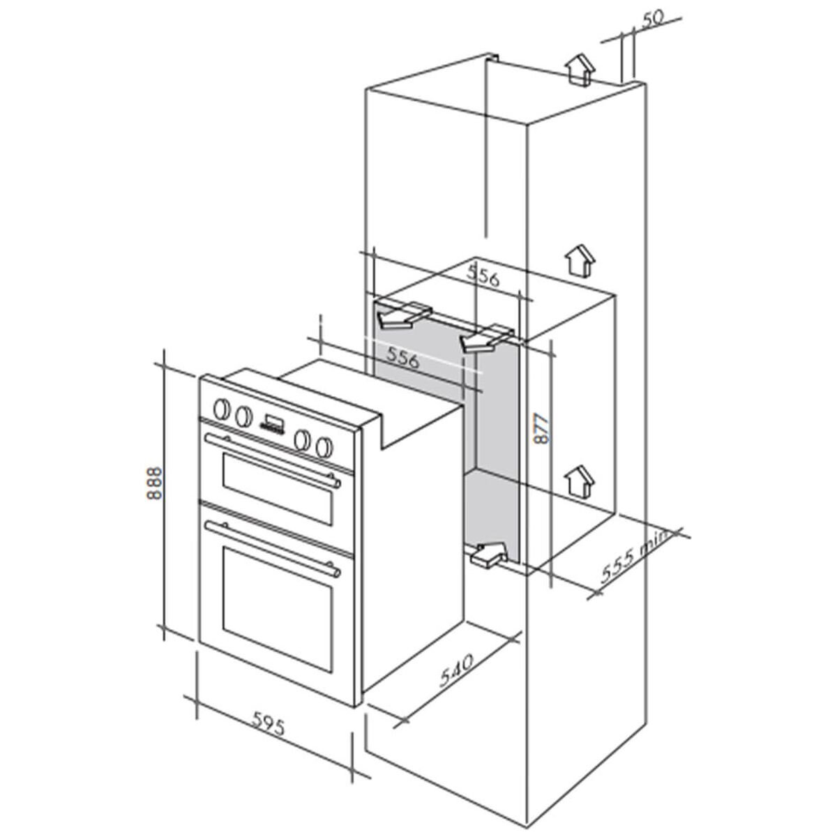 Artusi 60cm Electric Built-In Double Oven CAO888W image 3