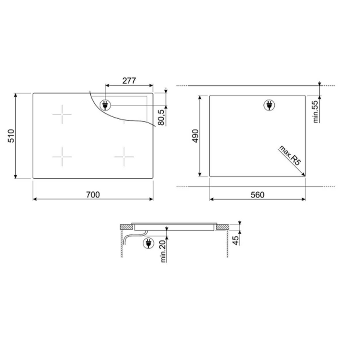 Smeg 70cm Classic 4 Zone Induction Cooktop With 1 Bridgeable Zone SI1M7743B hero image
