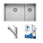 Oliveri Spectra 1 and 1/2 Bowl Sink and Essente Pull Out Tap Pack with Filter Kit 31615SB35SSFS5010 hero image