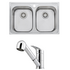 Oliveri Diaz Double Bowl Sink and London Chrome Pull Out Tap Pack LON580FCR-PDZ23TU image NaN