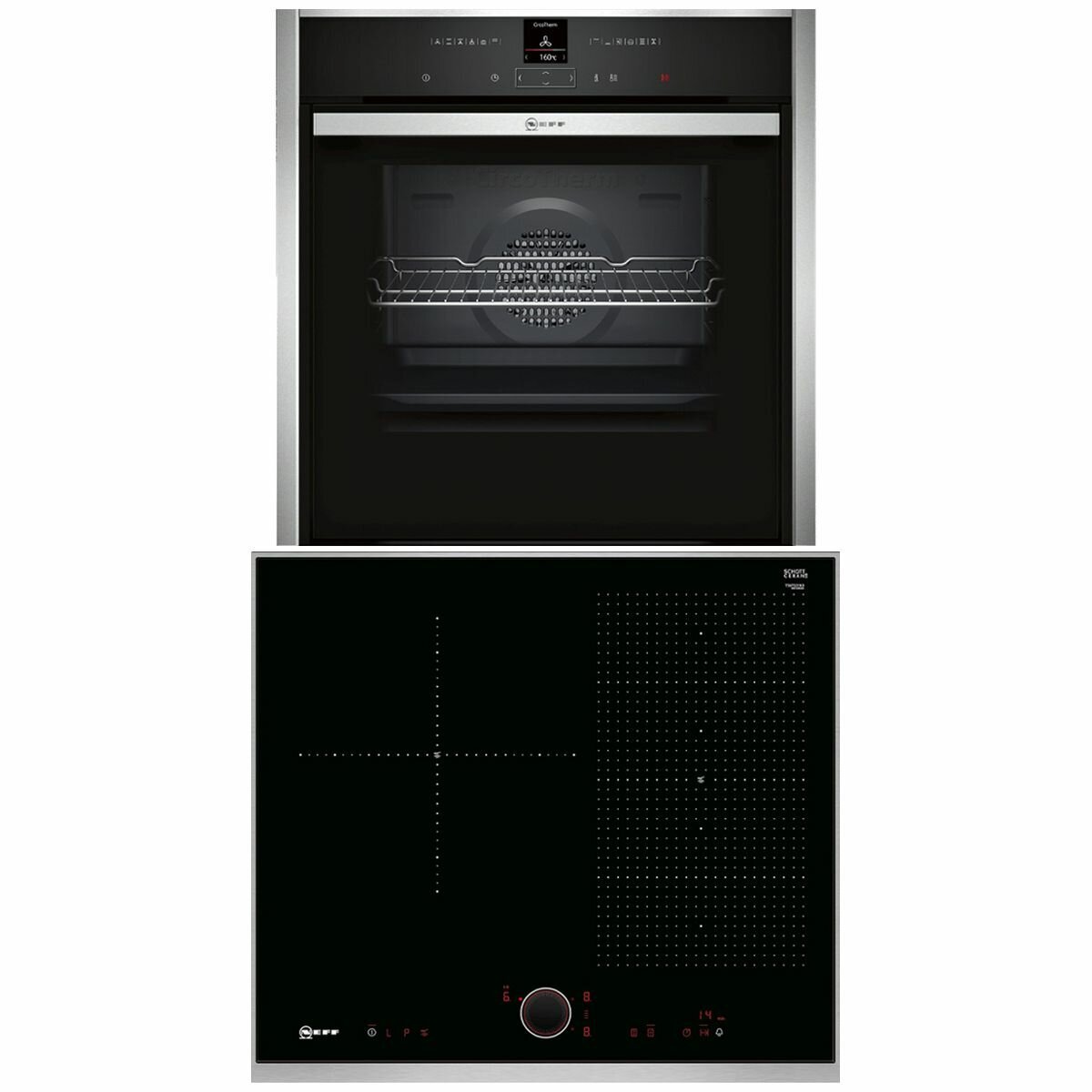 NEFF 60cm Induction Cooktop & 60cm Pyrolytic Oven Pack T56TS31N0B57CR22N0B hero image