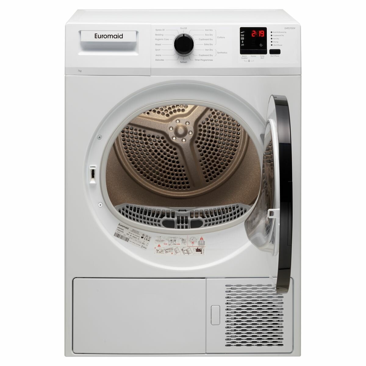 Euromaid 7kg heat store pump dryer ehpd700w