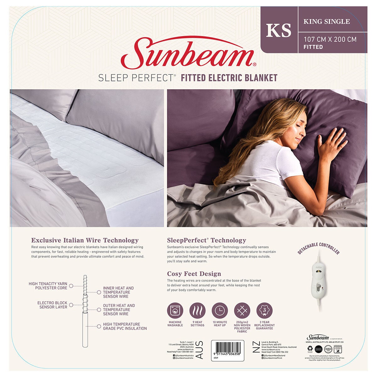 Sunbeam Sleep Perfect King Single Fitted Heated Blanket BLF5131 |  Appliances Online