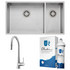 Oliveri Spectra 1 and 1/2 Bowl Sink and Essente Pull Out Tap Pack with Filter Kit 31625SB35SSFS5010 image NaN